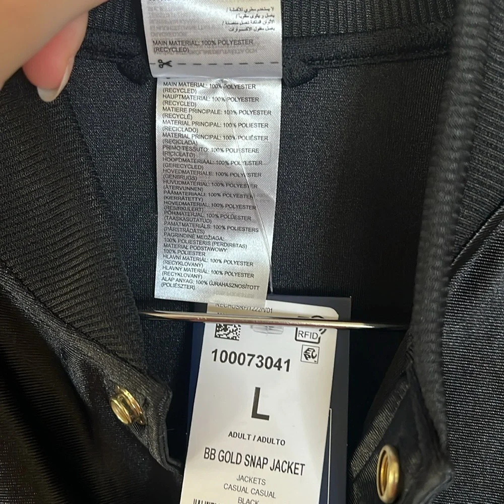 Reebok Black Gold Snap Jacket Track Basketball Sporty Mens Size Large - Picture 8 of 12